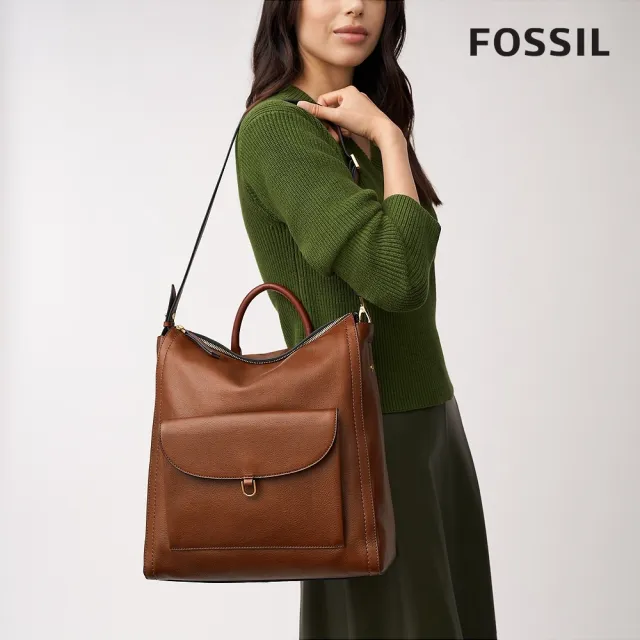 【FOSSIL 官方旗艦館】Parker 真皮後背包-咖啡色 ZB1836200(可入16吋筆電)