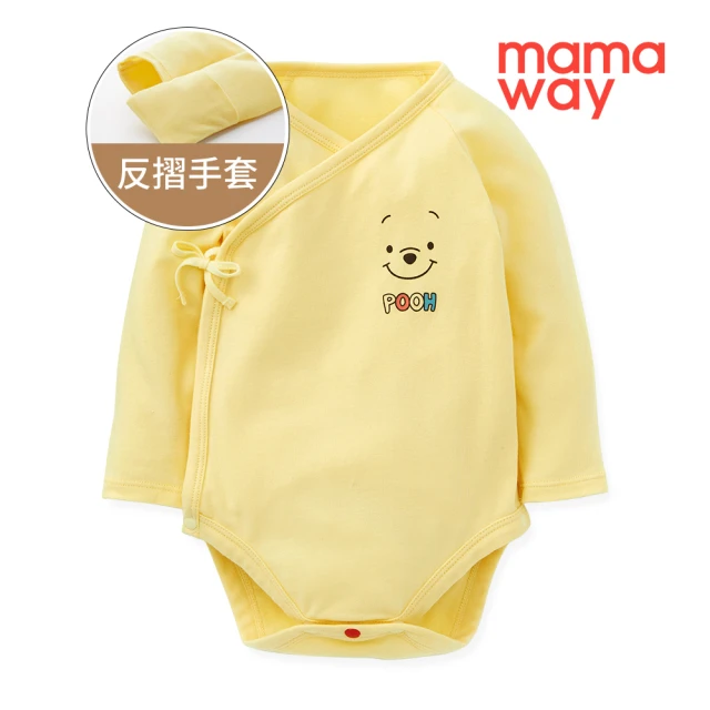 【mamaway 媽媽餵】新生兒迪士尼Q彈棉質長袖包屁衣 1入(維尼)