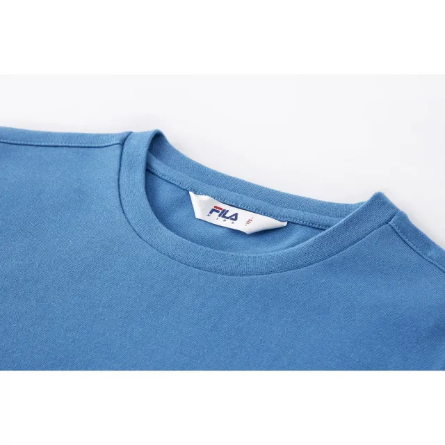 【FILA官方直營】KIDS 童吸濕排汗短袖上衣-寧靜藍(1TEX-4416-BU)
