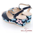【CUMAR】印花楔型厚底涼鞋(靚藍)