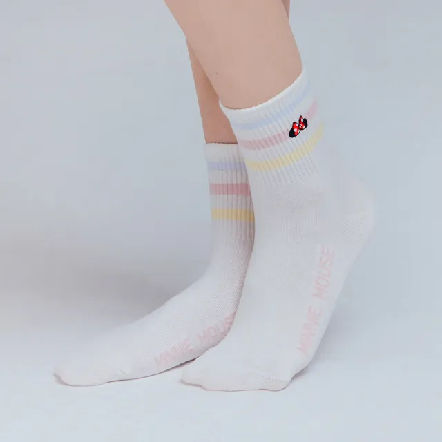 【ONEDER 旺達】迪士尼 米奇 米妮 刺繡中統襪11  4入組(限量發行/獨家販售)