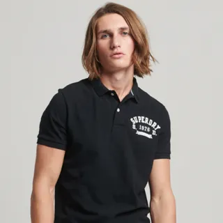 【Superdry】男裝 短袖 POLO衫 VTG SUPERSTATE POLO(黑)