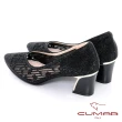 【CUMAR】鏤空鑽飾粗跟鞋(黑色)