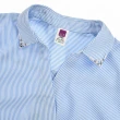 【ILEY 伊蕾】率性設計感疊襟造型條紋上衣(淺藍色；M-XL；1232011583)