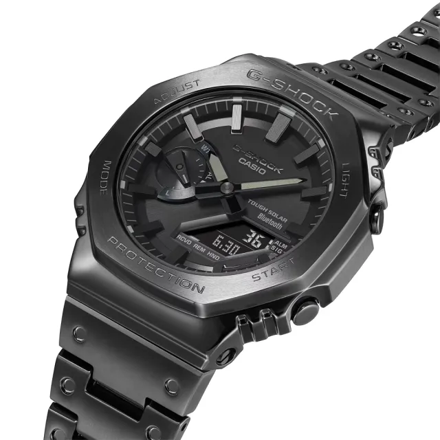 【CASIO 卡西歐】G-SHOCK 八角 全金屬版 太陽能藍芽連線雙顯手錶 開學禮 送禮 推薦(GM-B2100BD-1A)