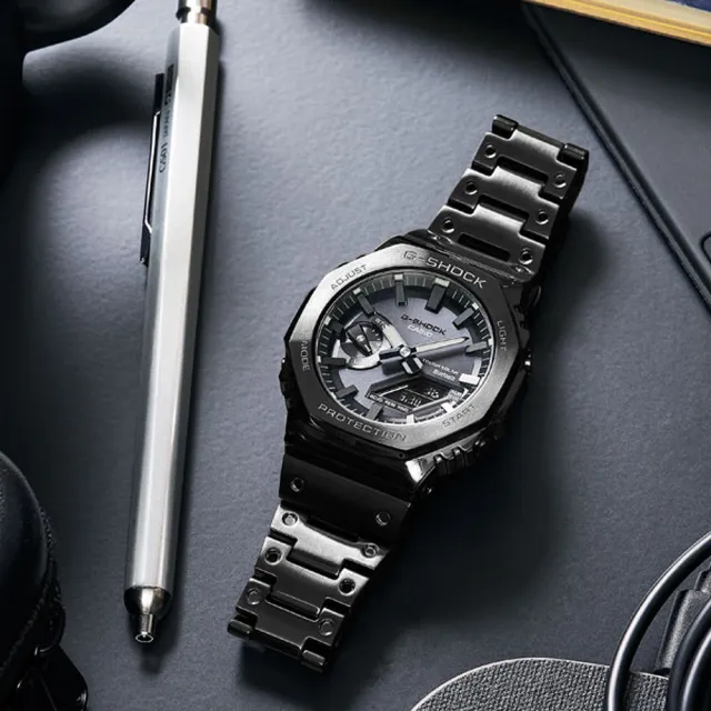 【CASIO 卡西歐】G-SHOCK 八角 全金屬版 太陽能藍芽連線雙顯手錶 開學禮 送禮 推薦(GM-B2100BD-1A)