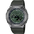 【CASIO 卡西歐】G-SHOCK  軍綠 八角雙顯電子錶 畢業禮物(GM-2100B-3A)