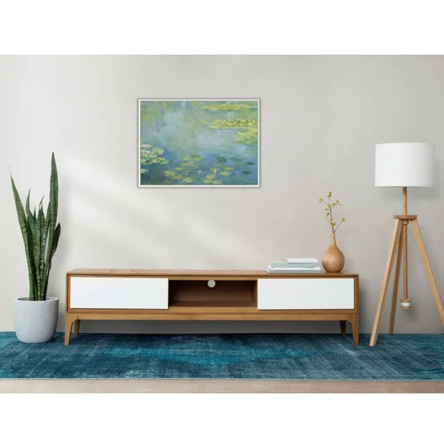 睡蓮》莫內Monet．印象派畫家世界名畫經典名畫風景油畫-白框40x60CM