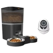 【u-ta】遠端控制6L寵物餵食器+智慧追蹤無線攝影機(超值組合PW8雙碗+VS6監視器)