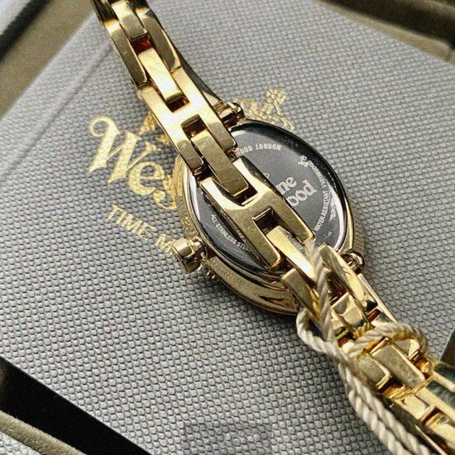 【Vivienne Westwood】薇薇安女錶型號VW00008(白金色錶面銀錶殼金色精鋼錶帶款)