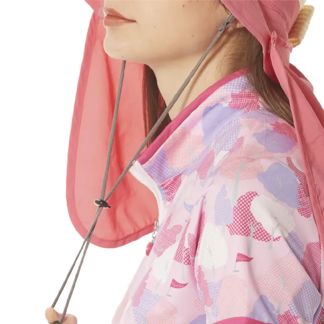 【Lynx Golf】女款典雅大方紙絲材質防曬披巾設計蝴蝶結造型竹編外觀不可調大盤帽(桃粉色)