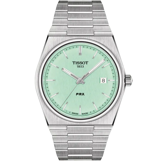 【TISSOT 天梭】PRX系列 70年代復刻石英錶-薄荷綠 開學禮 送禮 推薦(T1374101109101)
