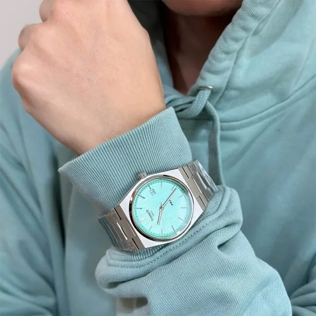 【TISSOT 天梭】PRX 薄荷綠色石英款手錶 手錶 618年中慶 推薦(T137.410.11.091.01)