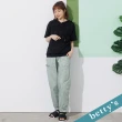 【betty’s 貝蒂思】鬆緊多口袋刺繡直筒褲(灰綠色)