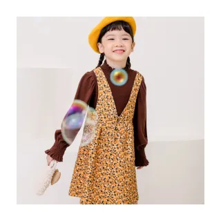 【OB 嚴選】甜美燈心絨小碎花前開釦吊帶裙童裝 《QA1606》