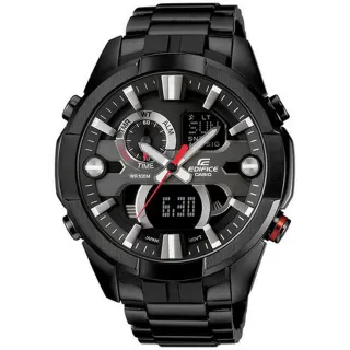 【CASIO 卡西歐】EDIFICE系列 王者氣焰雙顯計時腕錶-紅針x黑(ERA-201BK-1AVDF)