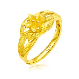 【周大福】光沙花朵黃金戒指_計價黃金(可調式戒圍)