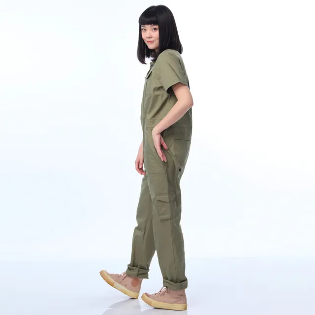 【JEEP】女裝 率性工裝拉鍊連身褲(軍綠)