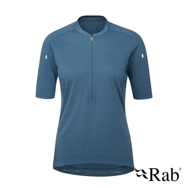【RAB】Cindercrino Zip Tee Wmns 短袖透氣羊毛拉鍊排汗衣/車衣 女款 獵戶藍 #QBL50