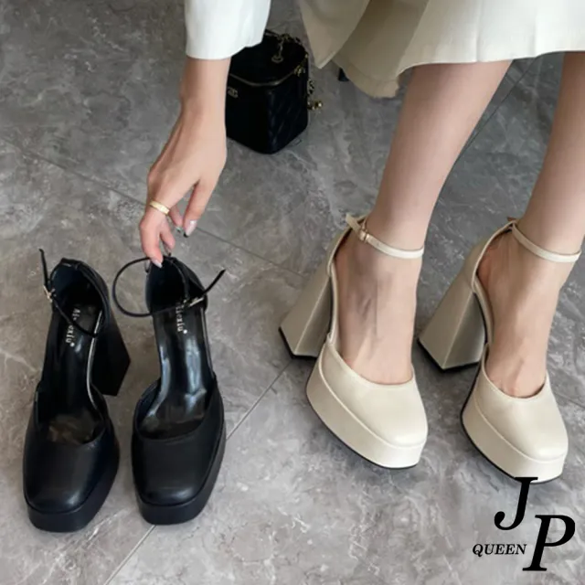 【JP Queen New York】法式復古方頭粗跟瑪麗珍高跟女鞋(5色可選)