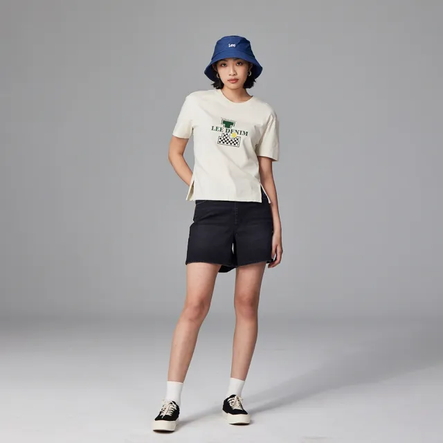 【Lee】出清品-女裝 短袖T恤 / 棋盤格DENIM 經典白 Boyfriend版型(LL230012701)