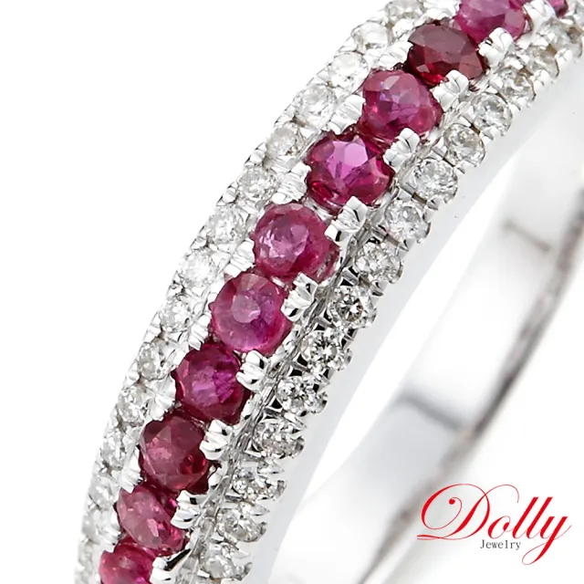 【DOLLY】18K金 緬甸紅寶石鑽石戒指