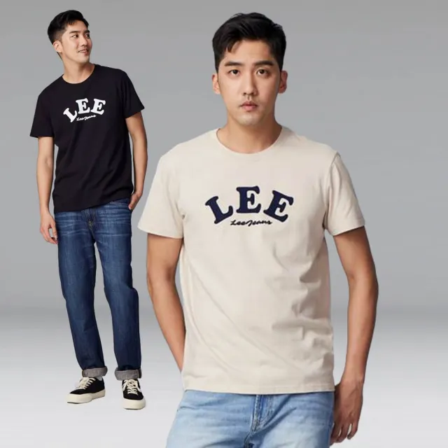 【Lee 官方旗艦】男裝 短袖T恤 / 胸前弧形 大LOGO 共2色 標準版型(LL23001997W/ LL230019K11)