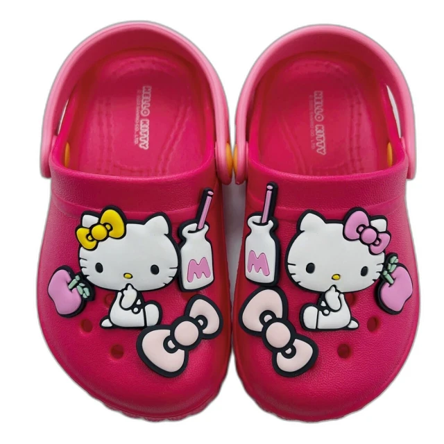 【樂樂童鞋】台灣製Kitty布希鞋 - 桃色 另有兩色可選(女童涼鞋 卡通拖鞋 Kitt)
