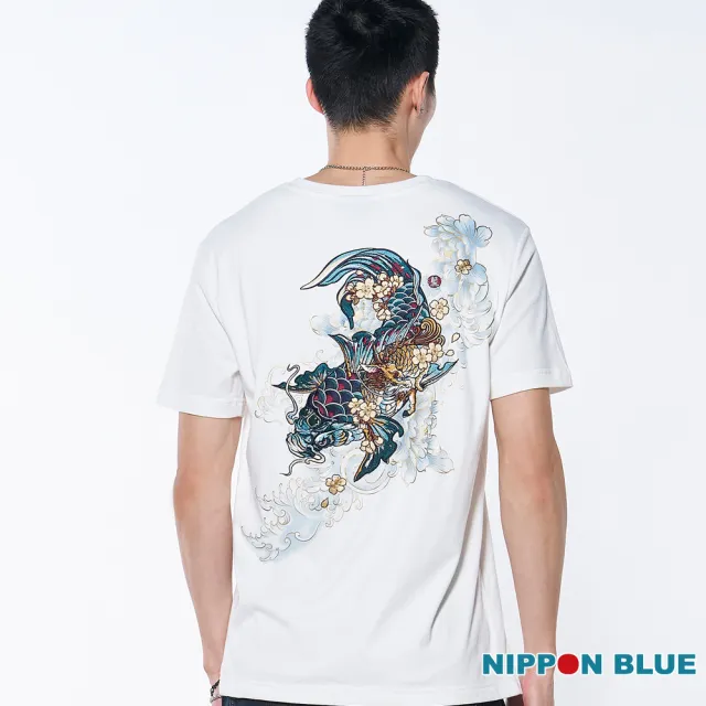 【BLUE WAY】男裝 金標藍花麒鯉 短袖 上衣-日本藍