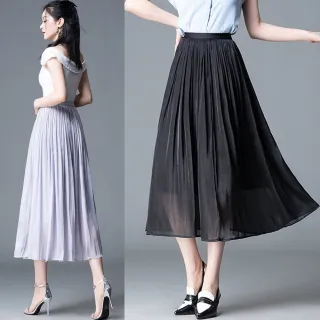 【JC Collection】氣質修身舒柔垂順顯高顯瘦半身裙(黑色、香芋紫色)