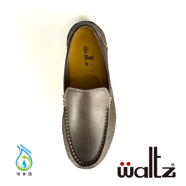 【Waltz】城市休閒  素面牛皮 樂福鞋 縫線水洗皮(623015-23 華爾滋皮鞋)