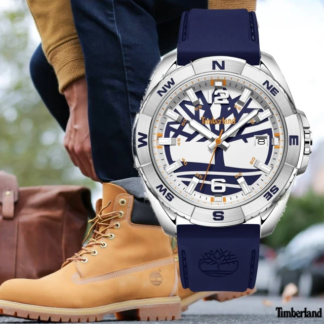 【Timberland】天柏嵐 BAILARD系列 野營 街頭運動風格 膠帶腕錶腕錶-藍(TDWGN2202106)
