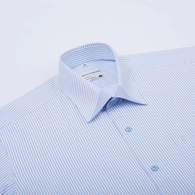 【ROBERTA 諾貝達】男裝 藍色短袖襯衫-時尚商務(台灣製 易洗好整理)