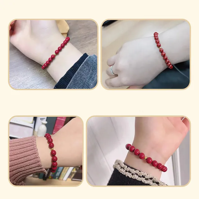 【桃花源創意工坊】硃砂女紫金砂硃砂金珠手鍊(手鍊)