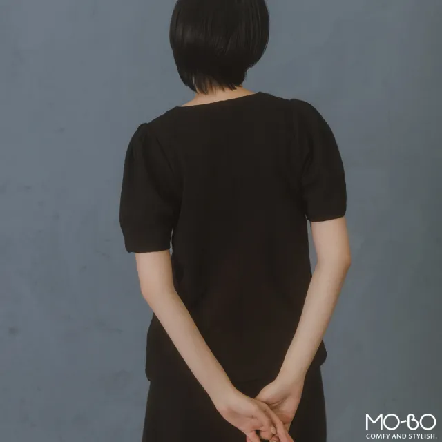 【MO-BO】立體組織紋路V領拋袖上衣