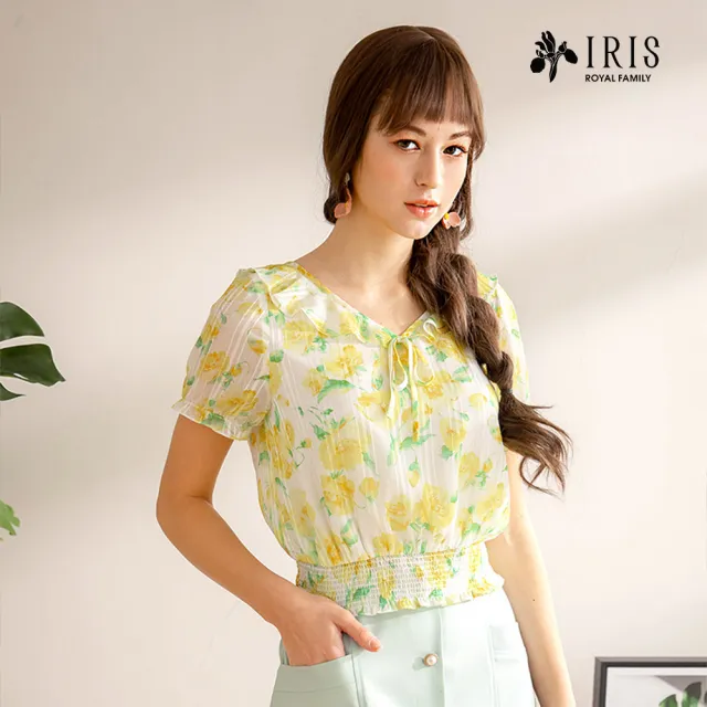 【IRIS 艾莉詩】日光黃玫瑰印花上衣(32165)