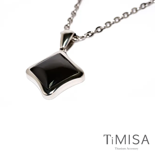 【TiMISA】黑瑪瑙-璀璨十字 純鈦項鍊(04H)