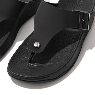 【FitFlop】TRAKK II MENS BUCKLE LEATHER TOE-POST SANDALS扣環皮革造型夾腳涼鞋-男(黑色)