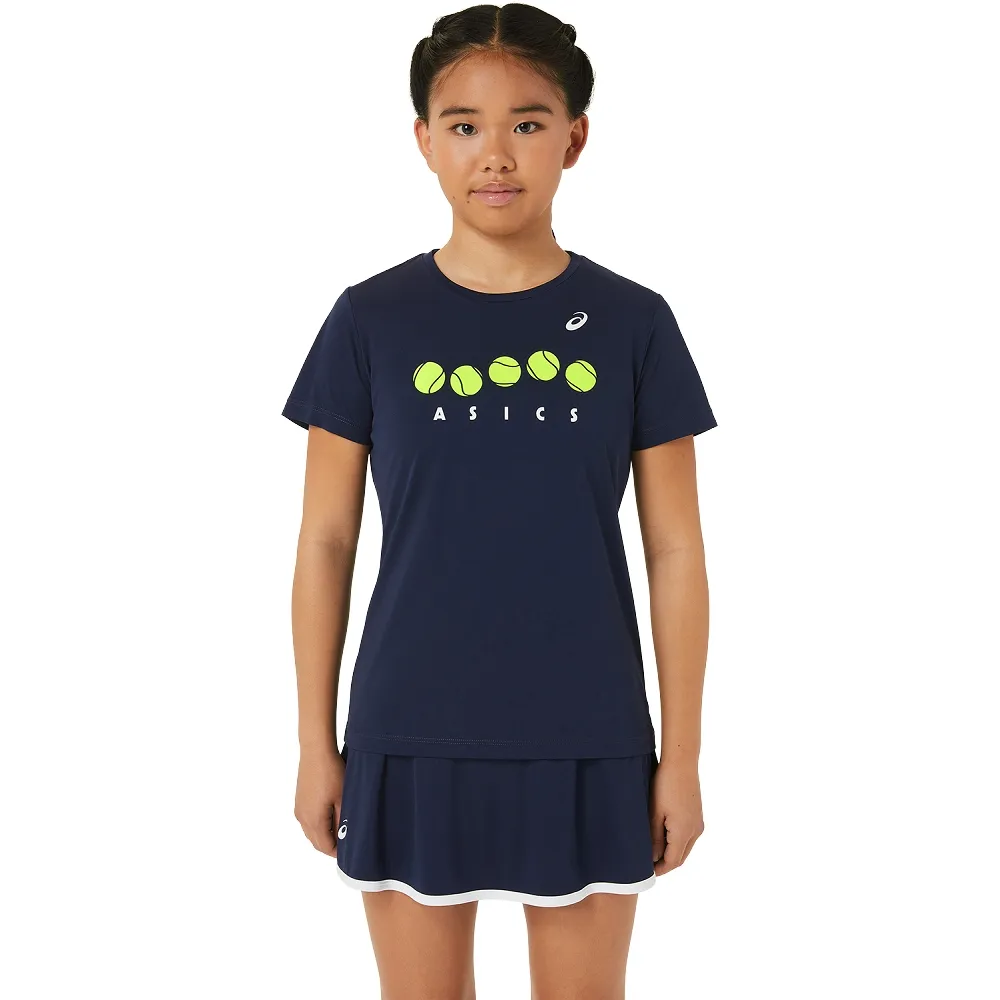 【asics 亞瑟士】女童 短袖上衣 兒童 網球(2044A038-400)