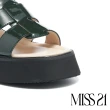 【MISS 21】跩壞率性魚骨編織漆皮厚底涼鞋(綠)