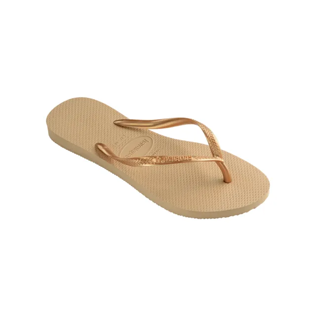 【havaianas 哈瓦仕】拖鞋 女鞋 夾腳拖 細帶 Slim 金色 4000030-0570W(哈瓦士)