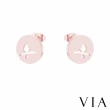 【VIA】白鋼耳釘 縷空耳釘/動物系列 復古縷空樹枝與鳥造型白鋼耳釘(玫瑰金色)