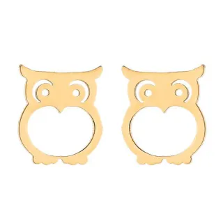 【VIA】白鋼耳釘 貓頭鷹耳釘/動物系列 可愛貓頭鷹造型白鋼耳釘(金色)