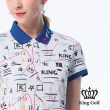 【KING GOLF】實體同步款-女款趣味塗鴉印花LOGO刺繡涼感收腰短袖連身裙/高爾夫球裙(白色)
