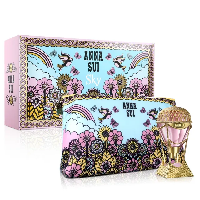 ANNA SUI 安娜蘇】綺幻飛行化妝包二入禮盒-淡香水30ml+化妝包(國際航空