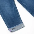 【ILEY 伊蕾】個性反摺褲管刺繡造型七分棉質牛仔褲(藍色；M-XL；1232308601)