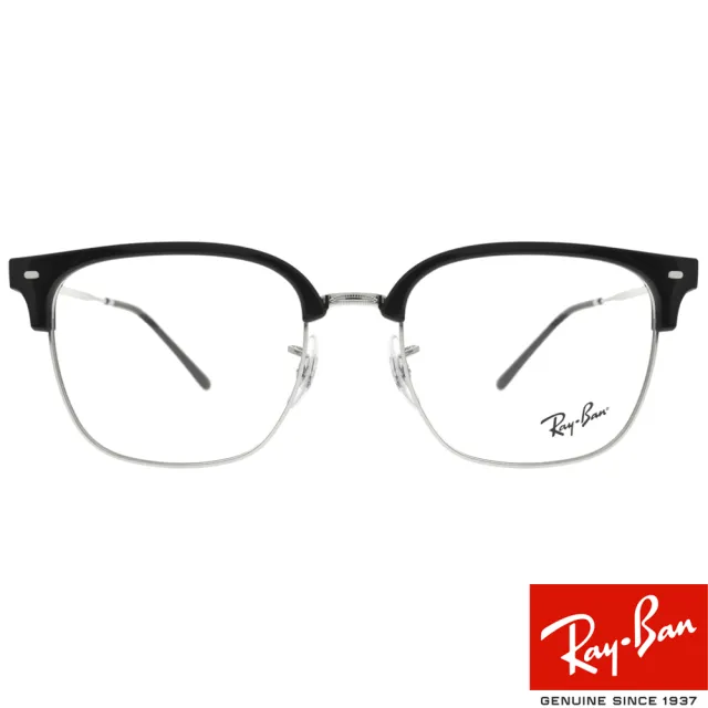 【RayBan 雷朋】木村拓哉代言同款 方框紳士眉框 光學眼鏡(黑 銀#RB7216F 2000-53mm)