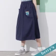 【betty’s 貝蒂思】鬆緊腰口袋印花長裙(深藍)