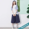 【betty’s 貝蒂思】鬆緊腰口袋印花長裙(深藍)