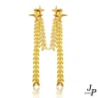 【Jpqueen】時尚金色麥穗長條流蘇耳環(金色)